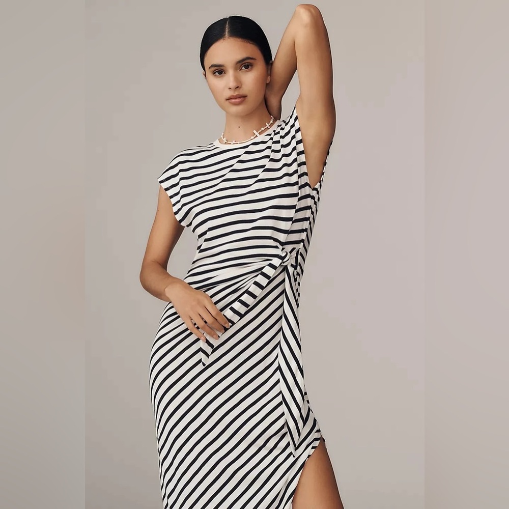 NWT! Anthropologie Daily Practice Tiebreaker Muscle-Sleeve Midi Dress - Small 🪇